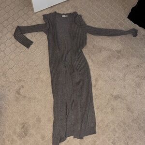 FASHION NOVA Gray Ribbed KNIT Long Cardigan